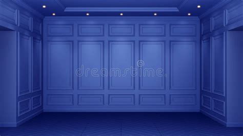 Classic Blue Interior With Copy Space Red Walls With Classical Decor
