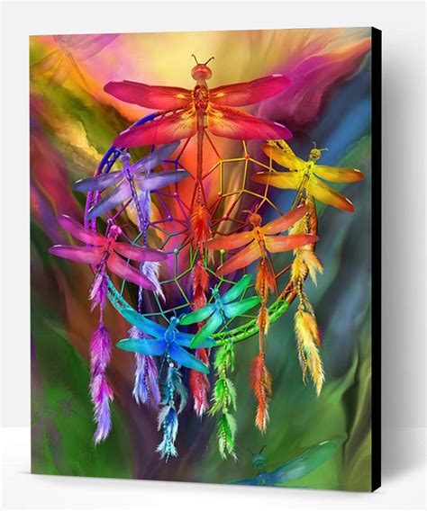 Colorful Dream Catcher Dragonflies Animals Paint By Numbers Paint By