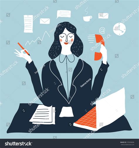 Woman Financial Accountant Secretary Assistant Vector Illustration