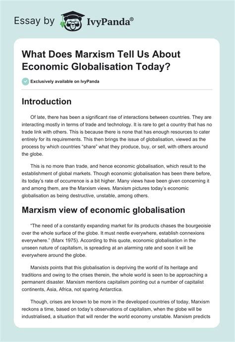 What Does Marxism Tell Us About Economic Globalisation Today 500