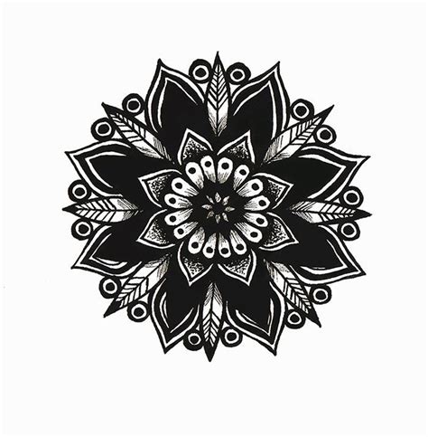 A Black And White Drawing Of A Flower On A White Background With An