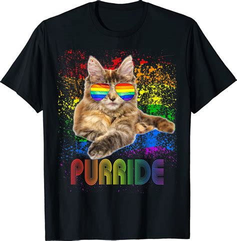 Pride Cat Purride Gay Lesbian Lgbt Awareness Lgbtq Funny T Shirt Clothing Shoes