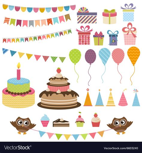 Birthday Party Elements Set Royalty Free Vector Image