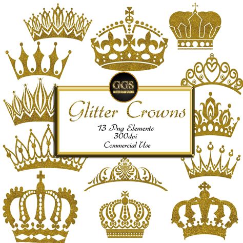 Gold Glitter Crown Clipartglitter Clipartcommercial Use Clip Art
