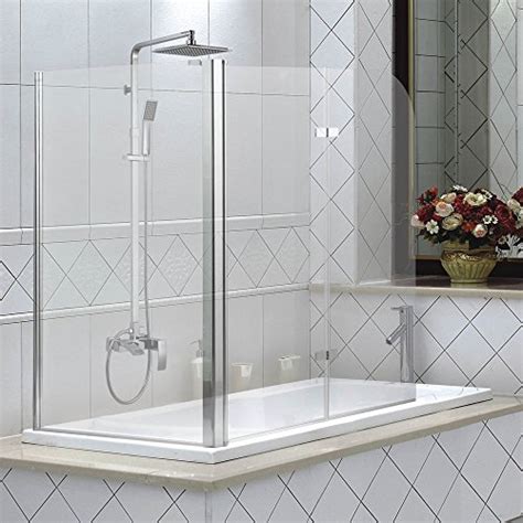 Der schutz kann in form einer faltwand oder schiebetür,. 3teilige-Glas-Badewannen-Duschwand-Faltwand ...