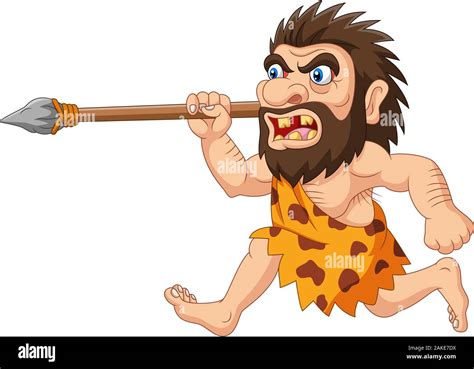Cartoon Caveman Hunting With Spear Stock Vector Image And Art Alamy