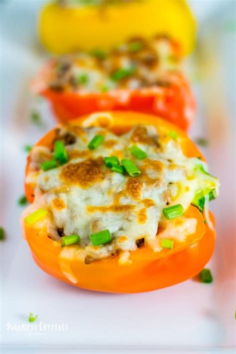 Spicy Taco Stuffed Bell Peppers Keto Low Carb Sugarless Crystals
