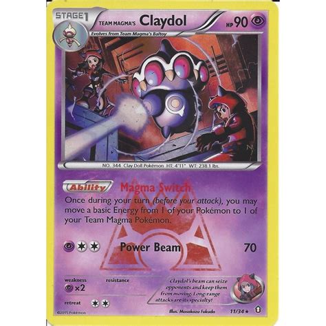 Pokemon Trading Card Game 1134 Team Magmas Claydol Rare Holo Xy