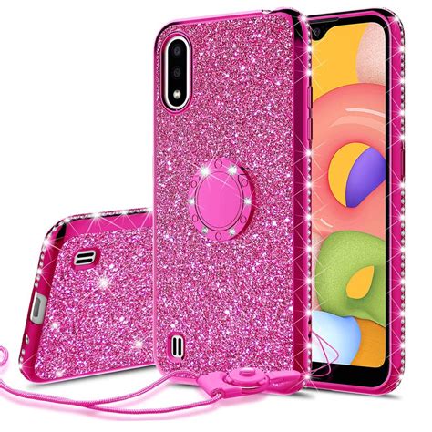 Cute Glitter Phone Case Kickstand For Samsung Galaxy A01 Caseclear