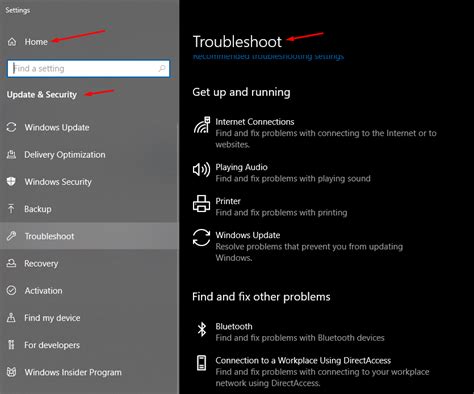 Troubleshooter Windows 10