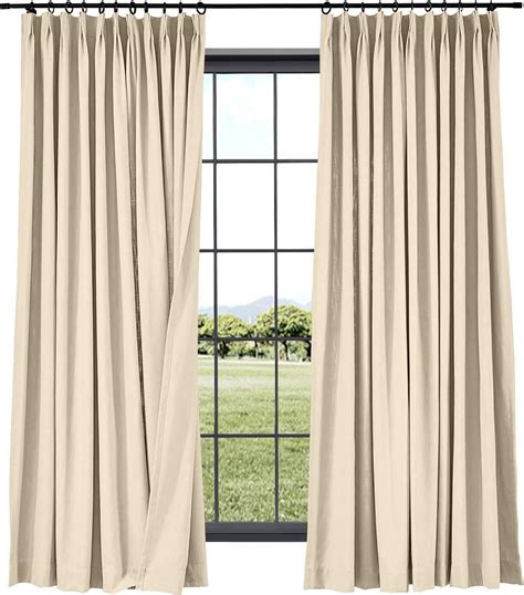 Twopages Linen Curtains Pinch Pleated Drape 60 Inches