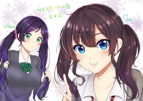 anime crossover blue eyes blush brown hair green eyes long hair love live hd wallpaper