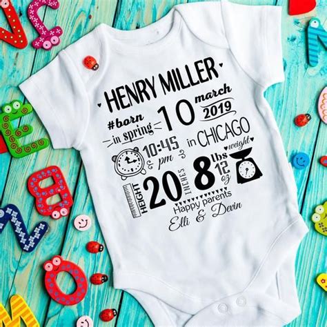 Newborn Stats Onesies Birth Announcement Onesie Going Home Outfit Baby