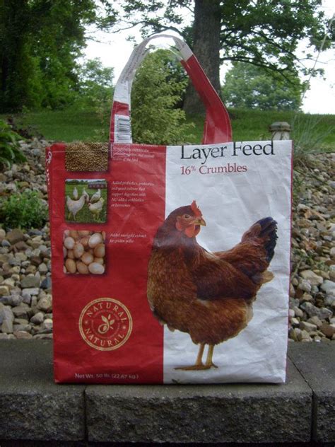 Recycled Feed Sack Chicken Food Red Hen Reusable Market Bag Tote Purse On Etsy Chicken