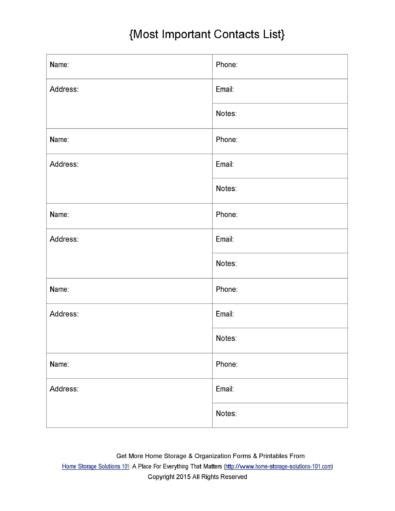 40 Phone And Email Contact List Templates Word Excel Templatelab