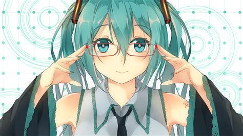 Wallpaper Vocaloid Hatsune Miku Glasses Hair Ornament Blue Hair