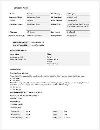 Comprehensive Job Description Template Download And Edit