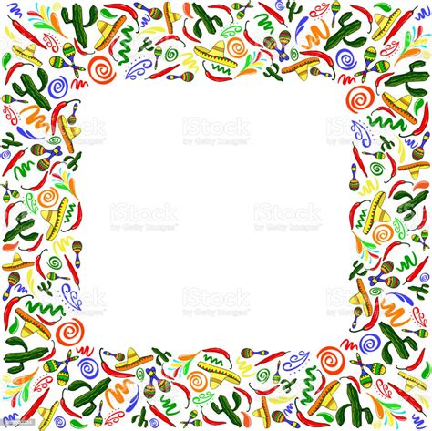 Mexican Symbols Vector Greeting Card Wedding Or Party Invitation