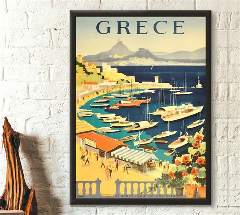 Greece Travel Print Vintage Travel Poster Travel Wall Art Etsy