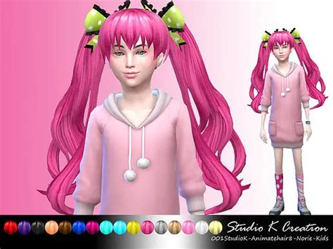 Studio K Creation Animate Hairstyle 8 Norie For Girls Sims 4 Hairs