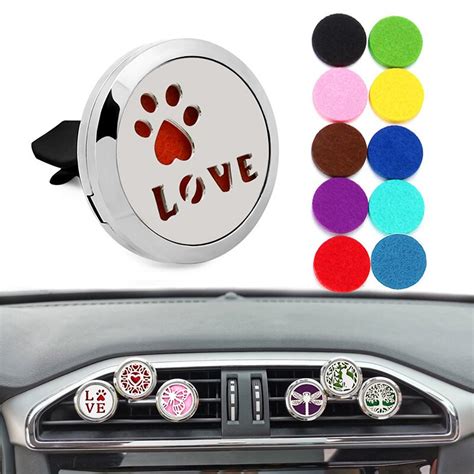 30mm Love Paw Diffuser Locket Vent Clip Car Air Freshener Essential Oil Aromatherapy Perfume