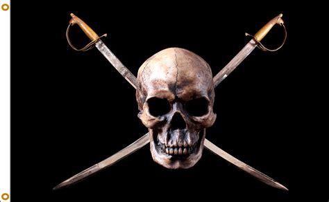 Adorned with death emblems, the pirate flag, hoisted before boarding. Pirate Flag Jolly Rogers Nylon