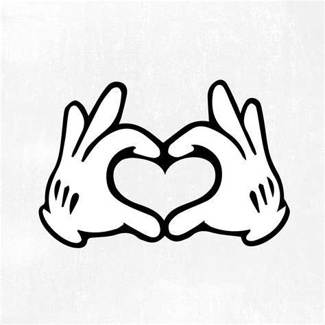 Mickey Hands Heart Svg Disney Svg Files Mouse Hand Heart Sign Etsy