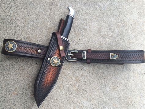 Buy Hand Crafted Leather Ranger Belt And Matching Knife Sheath Combo