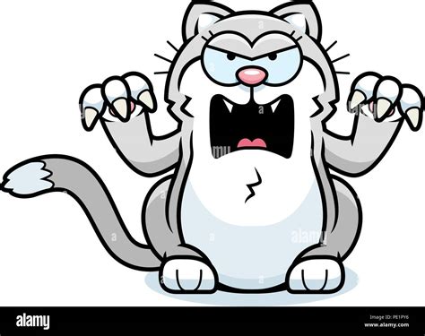 A Cartoon Illustration Of A Little Cat Looking Angry And Ready To