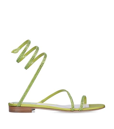 Womens René Caovilla Green Embellished Cleo Flat Sandals Harrods Uk