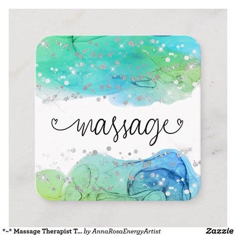 Massage Therapist Therapy Glitter Tiny Hearts Square Business Card Zazzle Square Business