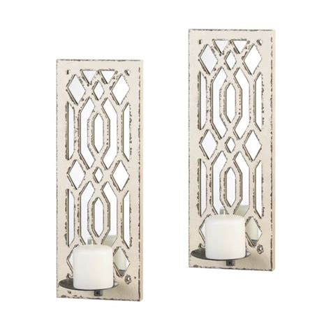 Deco Mirror Candle Wall Sconce Set Of 2 In 2021 Mirrored Wall Sconce Wall Candles Mirror
