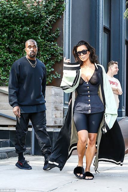 Njay S Nook Kim Kardashian Shows Her Nipples In A Sheer Bustier As She Steps Out With Hubby Kanye