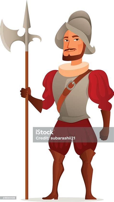 Cartoon Illustration Of A Spanish Conquistador Stock Illustration