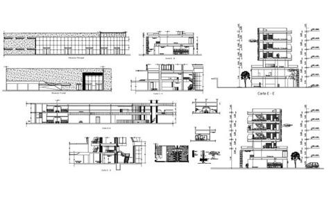 Autocad Drawing Of Commercial Complex Elevations Commercial Complex