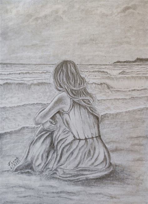 Lady On The Beach Dessin Colorier