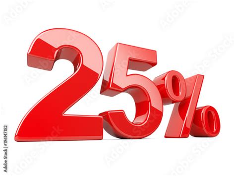 Twenty Five Red Percent Symbol 25 Percentage Rate Special Offer