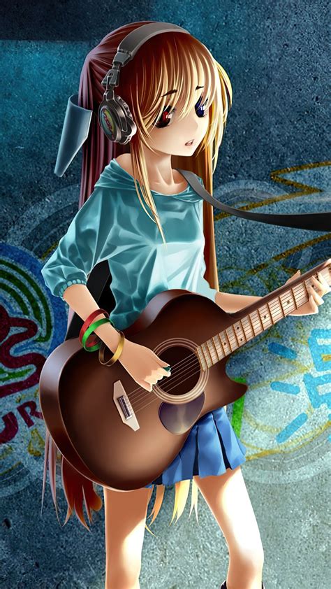2160x3840 Anime Girl Guitar Grafitti 4k Sony Xperia Xxzz5 Premium Hd