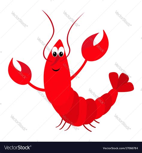 Lobster With Claw Cute Cartoon Character Funny Vector Image