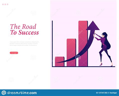Businesswoman Is Pushing Arrow In Graph Up Stock Vector Illustration
