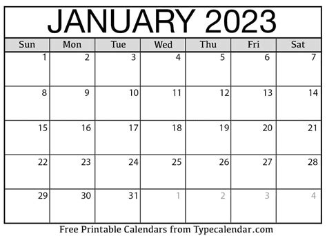 Printable January 2023 Calendar Printable Form Templates And Letter