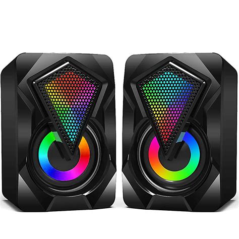 PC Computer Speakers, RGB Desktop Speakers 2.0 Channel LED Mini ...