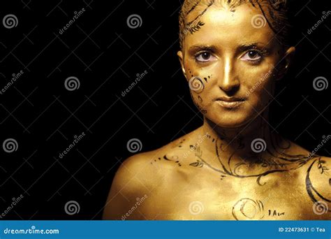 Beauty Woman With Golden Skin Stock Image Image Of Portrait Golden