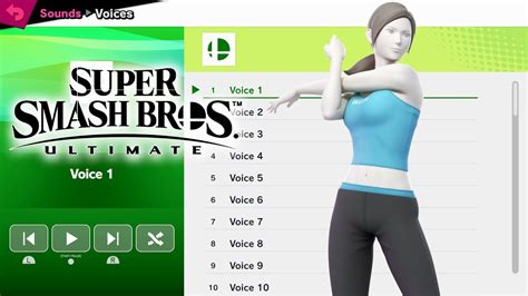 Wii Fit Trainer Female Voices Super Smash Bros Ultimate Youtube