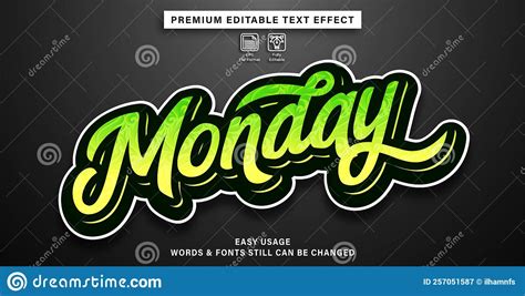 Graffiti Style Monday Editable Text Effect Stock Vector Illustration