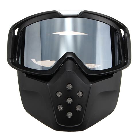 Removable Detachable Face Mask Motorcycle Racing Atv Helmet Goggles Glasses New Ebay