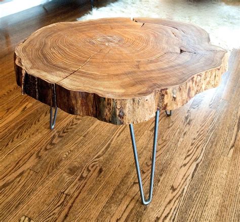 Custom Made Natural Live Edge Round Slab Side Table Coffee Table With