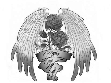 Tattoo Design Wings And Roses By Johnnyschick On Deviantart