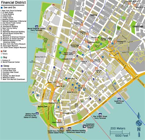Downtown Manhattan Karta Karta över Downtown Manhattan Och New York