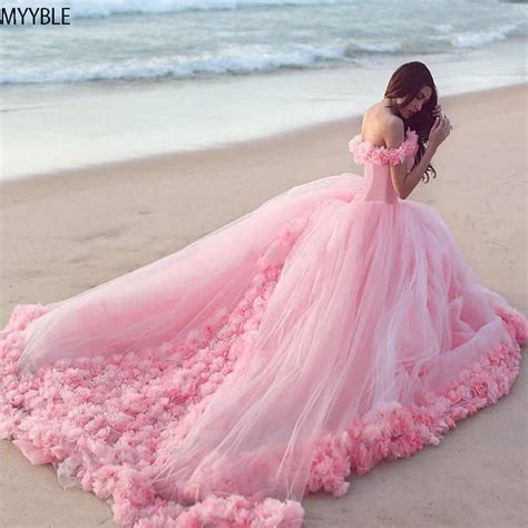 Myyble 2020 Rosa Quinceañera Vestidos Princesa Cenicienta Con Flor 3d